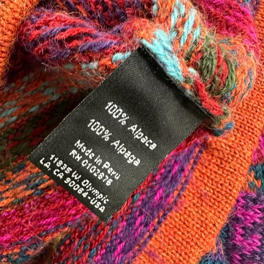 Novica Striped 100% Alpaca Cardigan Sweater Size Medium
